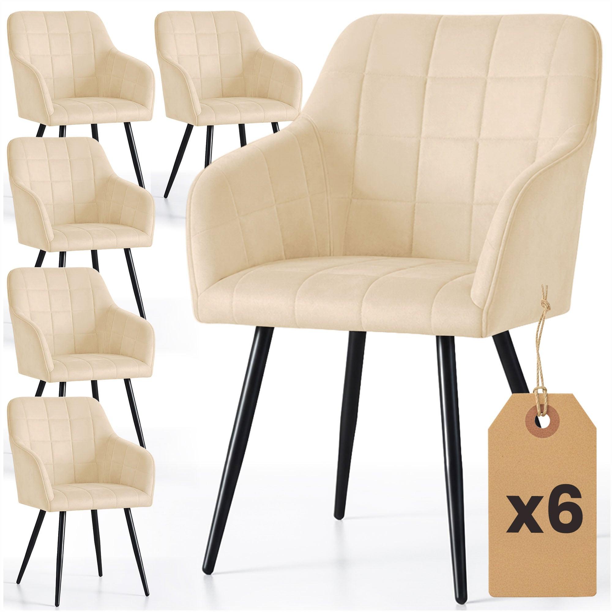 POLSTERSTUHL 6er Set, Metallbeine Beige, Schwarz 54/82/58 - Beige/Schwarz, Textil (54/82/51cm) - RAUMHIRSCH FURNITURE