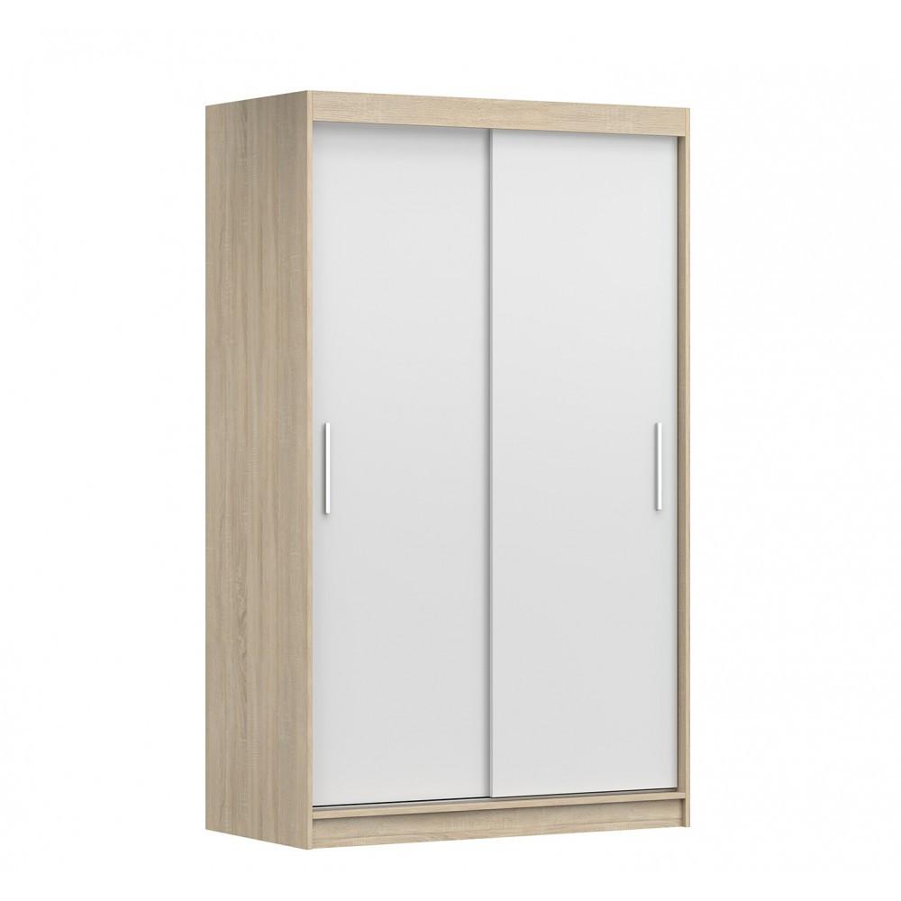 SCHWEBETÜRENSCHRANK NEOMI 04 ohne Spiegel Sonoma Eiche/Weiß 120 cm - Weiß/Sonoma Eiche, Holz (120/200/61cm) - imoebel24
