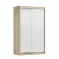 SCHWEBETÜRENSCHRANK NEOMI 04 ohne Spiegel Sonoma Eiche/Weiß 120 cm - Weiß/Sonoma Eiche, Holz (120/200/61cm) - imoebel24