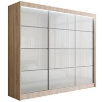 KLEIDERSCHRANK PEKA III mit LED - 250 cm - Sonoma Eiche|Weiß - Weiß/Sonoma Eiche, Holzwerkstoff (250/215/61cm) - ALTDECOR