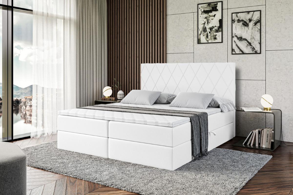 BOXBETT mit H3-Matratze und Lattenrost - LEPARO - 140x200 Weiß Hochglanz - Weiß Hochglanz, Holzwerkstoff (140/200cm) - ALTDECOR