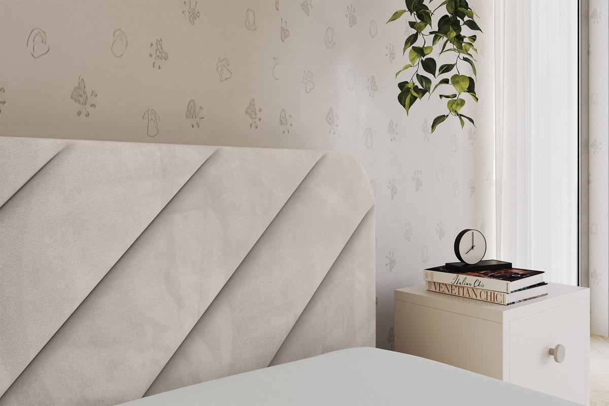 EINZELLBETT Jugendbett mit Bettkasten, Links - FIKY 100x200 Beige - Ecru, Holzwerkstoff/Textil (100/200cm) - ALTDECOR