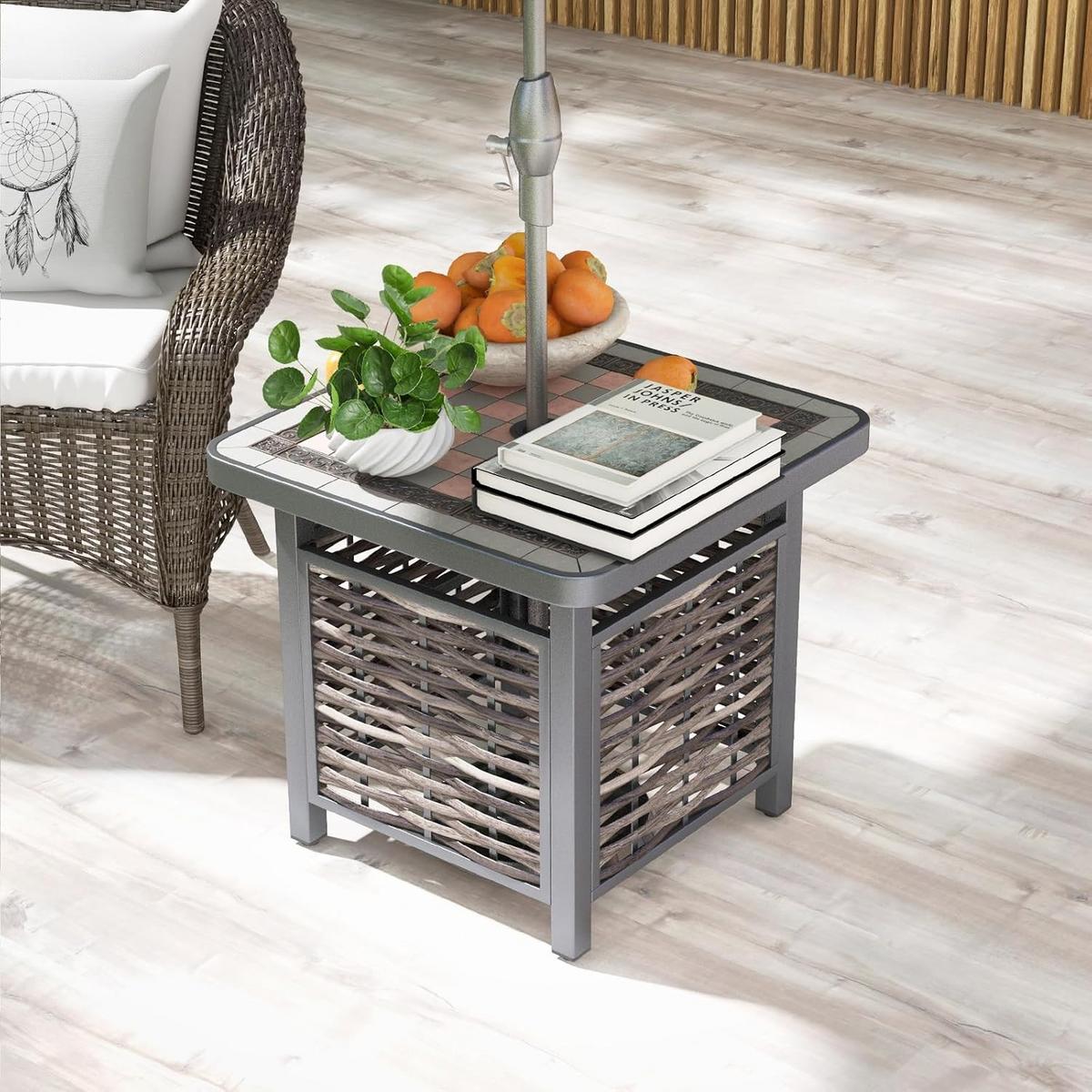 BEISTELLTISCH Braun - Braun, Kunststoff (55/55/50cm) - COSTWAY