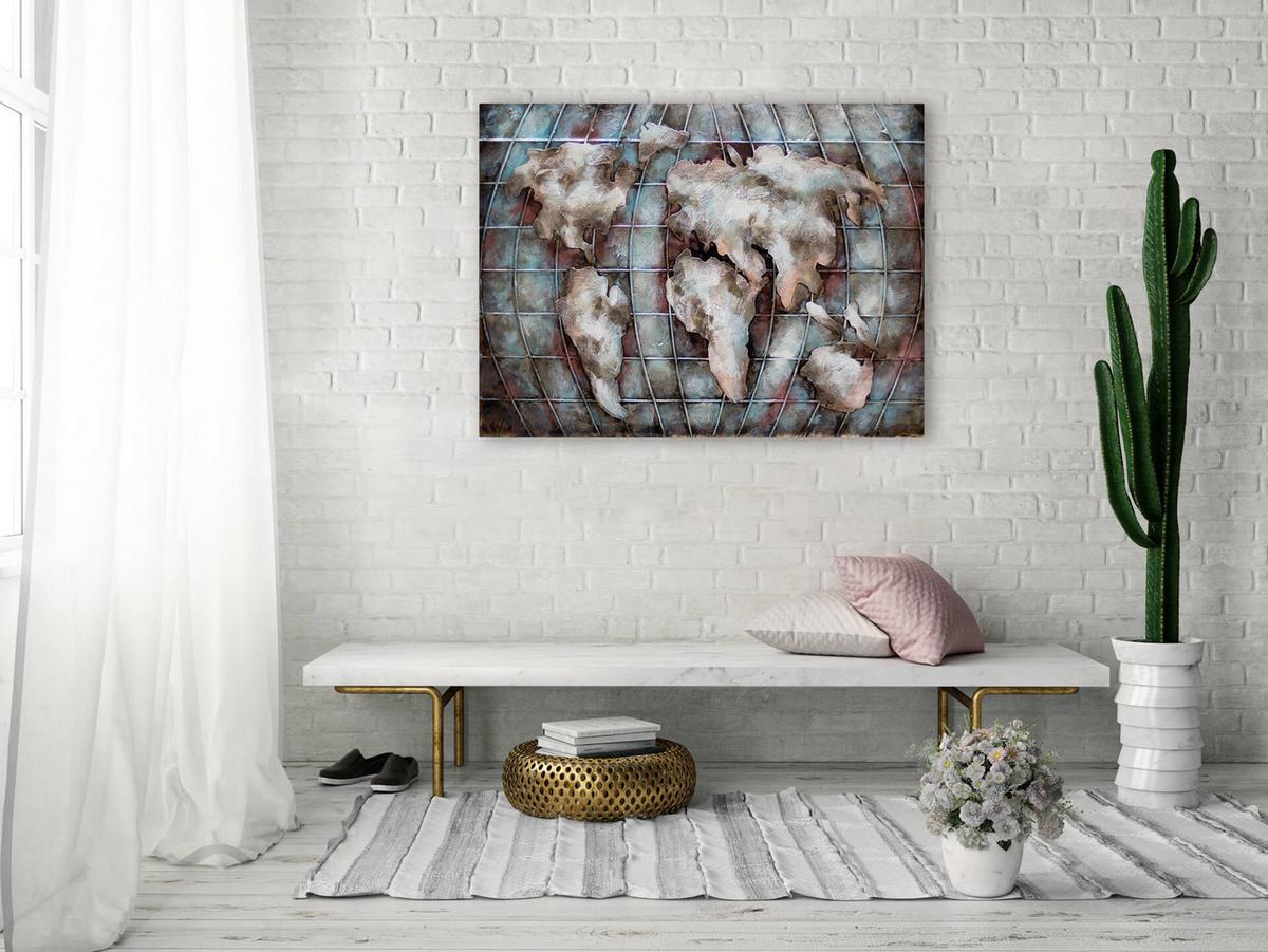 METALLBILD Blau 100/70 cm - Blau, Metall (6.8/70cm) - KUNSTLOFT