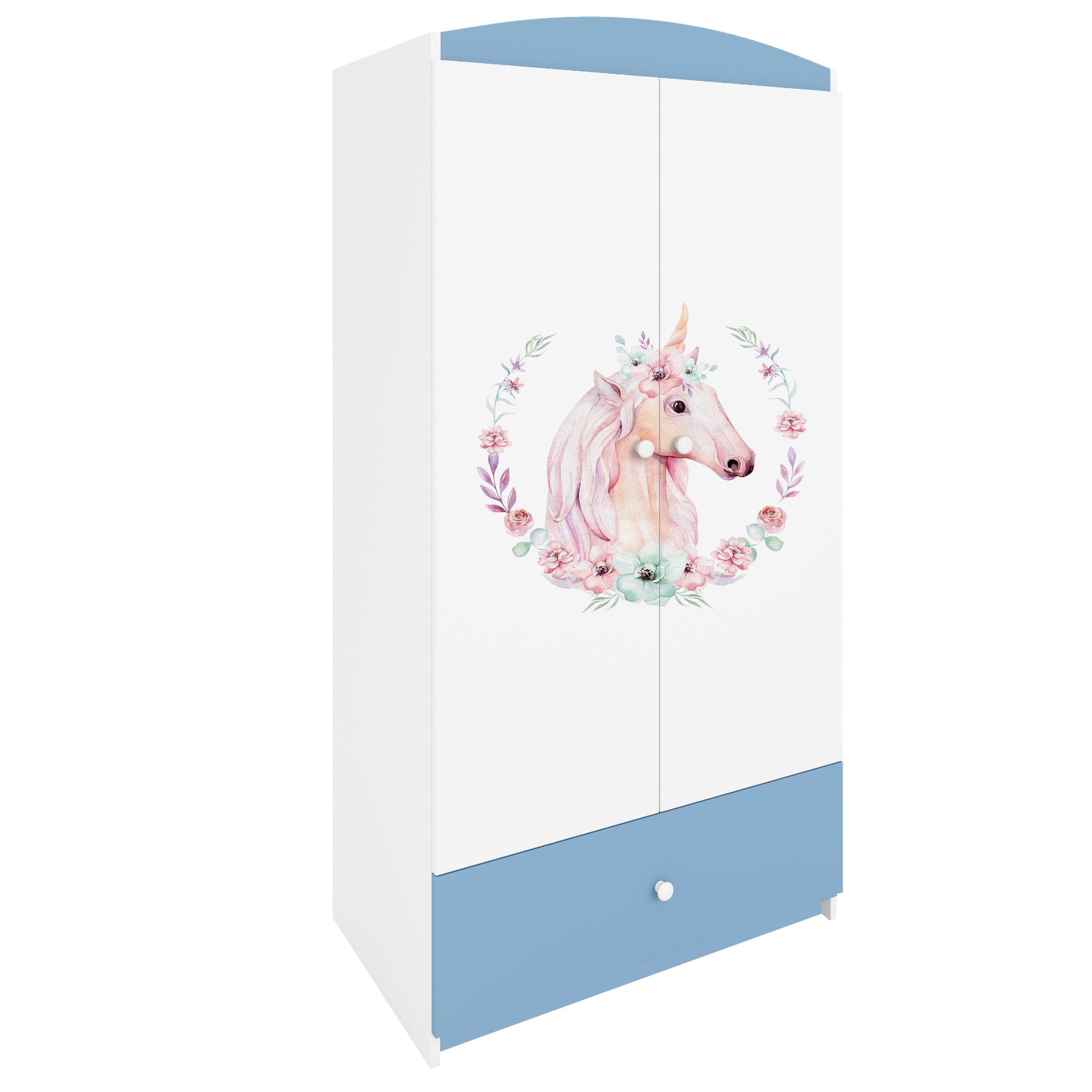 KINDERKLEIDERSCHRANK Pferd - Blau, Holzwerkstoff (90/175/52cm) - RAUMHIRSCH FURNITURE