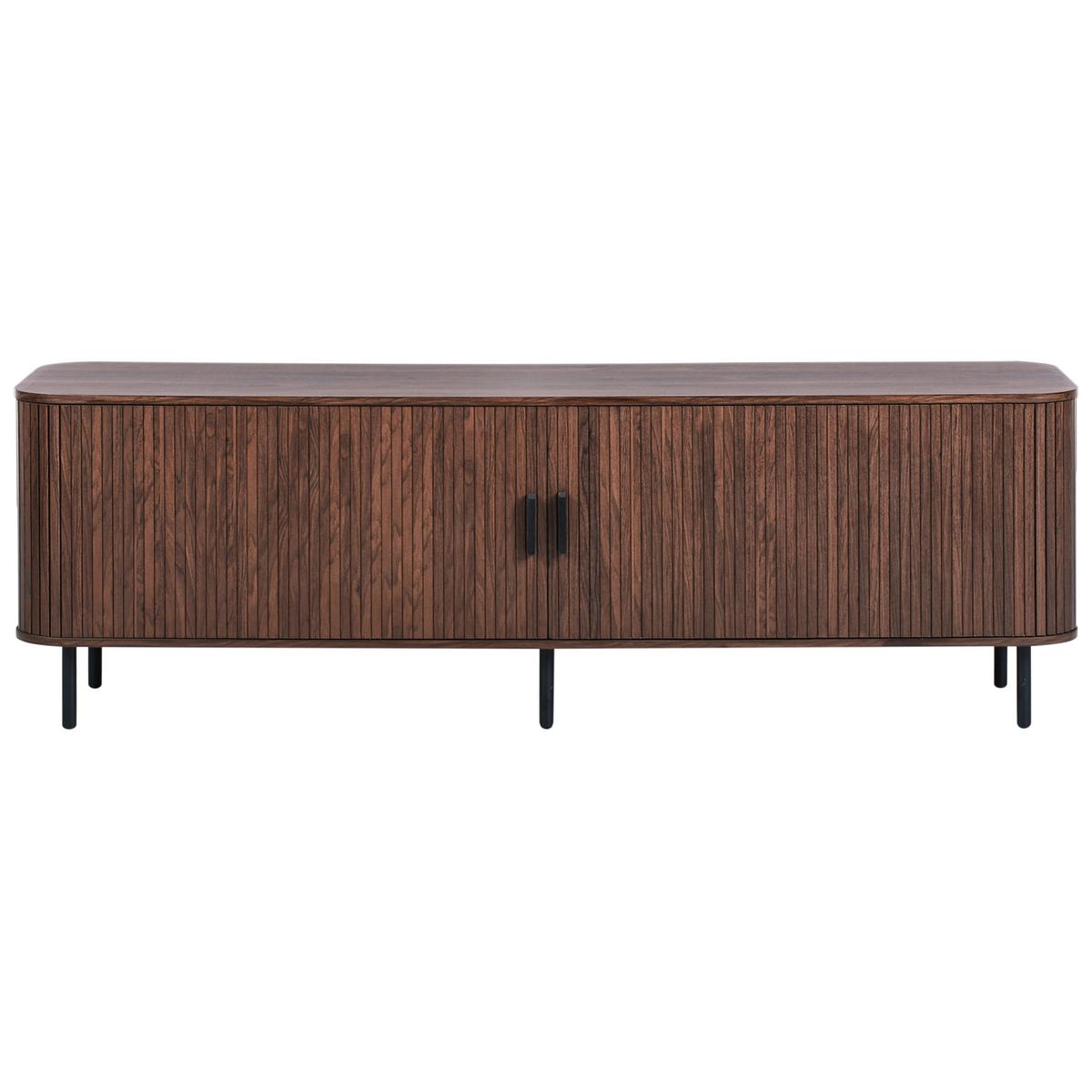 TV-MÖBEL Dunkelbraun Bradley - Schwarz/Braun, Holzwerkstoff (180/58/45cm) - Beliani