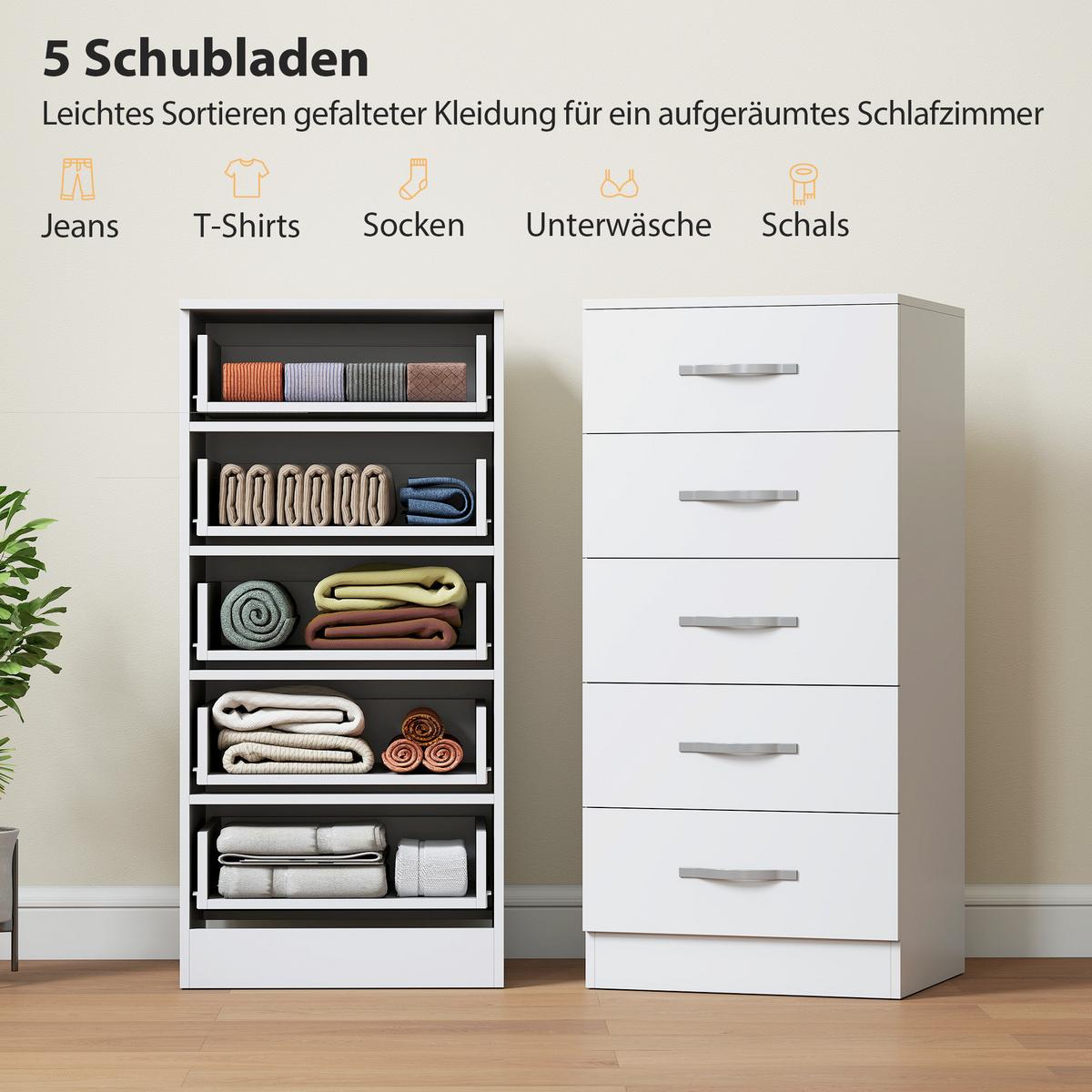 KOMMODE Spanplatte Weiß - Silberfarben/Weiß, Holzwerkstoff (35/85/40cm) - HOMCOM