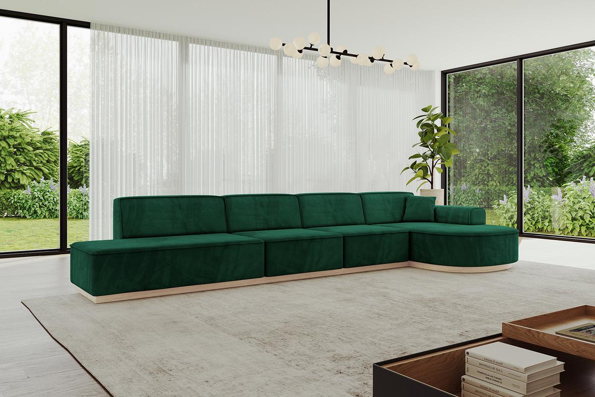 ECKSOFA Ottomane Rechts ARRIO-L3 - 413x171x83 cm Dunkelgrün - Grün, Holzwerkstoff/Textil (413/171cm) - ALTDECOR