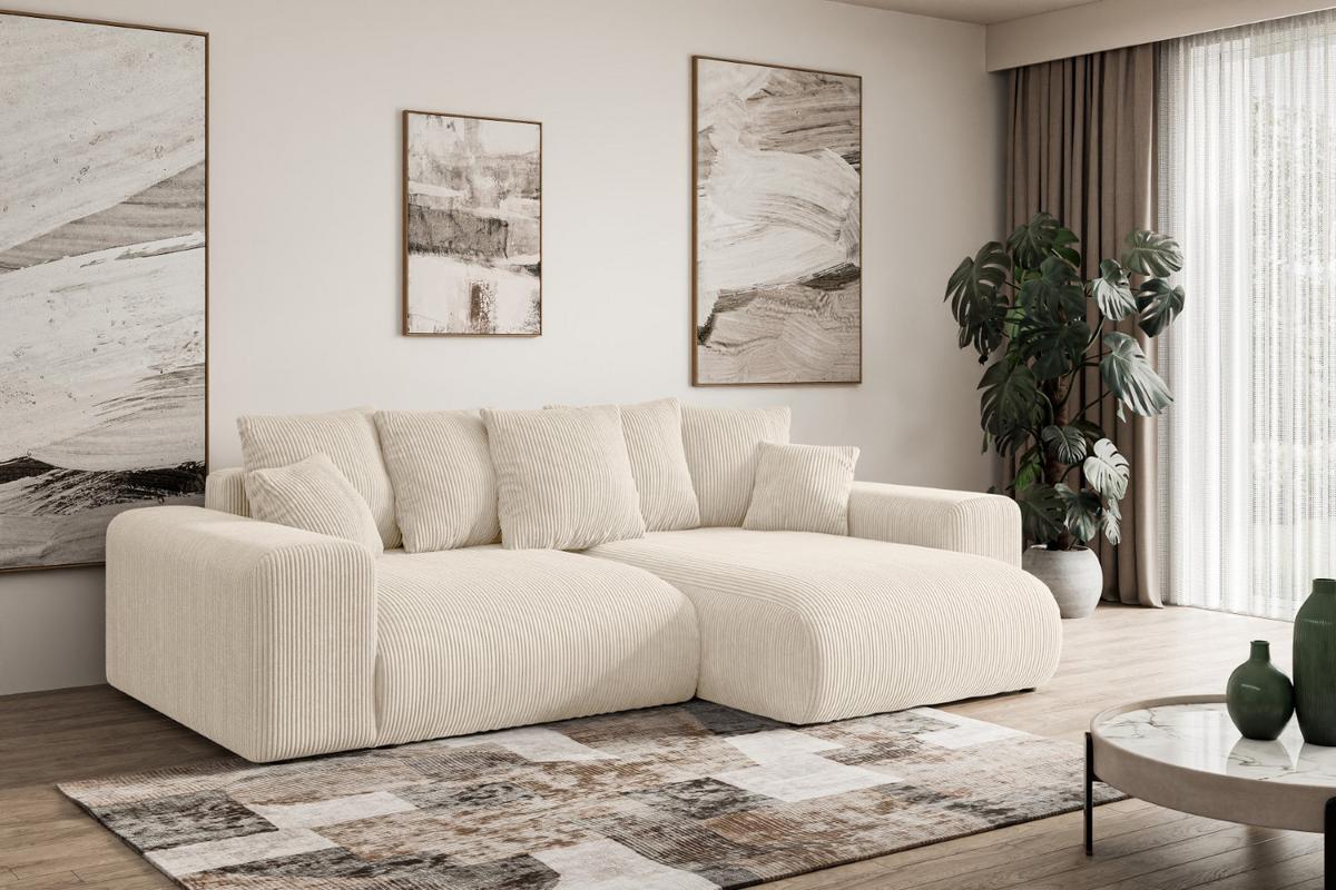 ECKSOFA Ottomane rechts ESKAR-L 266x176x72 Taupe Cord - Taupe/Schwarz, Holzwerkstoff/Kunststoff (176/266cm) - ALTDECOR