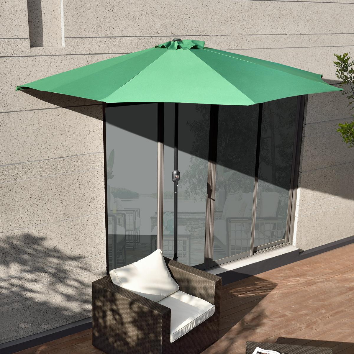 HALB-SONNENSCHIRM Eger - Grün, Textil/Metall (300/150cm) - casa.pro