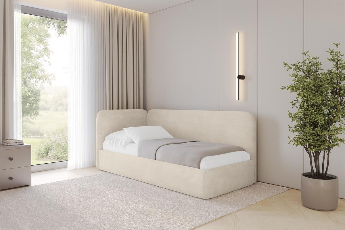 EINZELLBETT Jugendbett mit Bettkasten, Rechts - ELSY 80x200 Beige - Naturfarben, Holzwerkstoff/Textil (80/200cm) - ALTDECOR