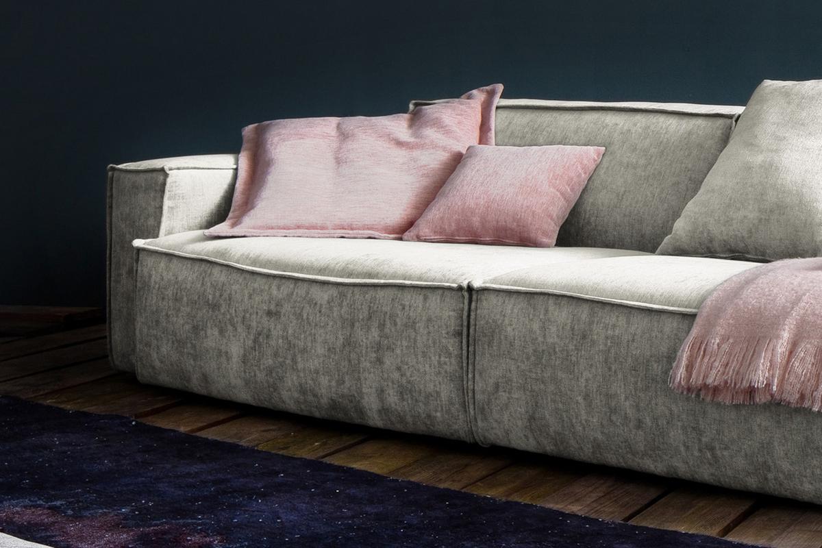 RIESENSOFA SAMU Beige Webstoff - Beige/Schwarz, Textil (418/72/106cm) - KAWOLA