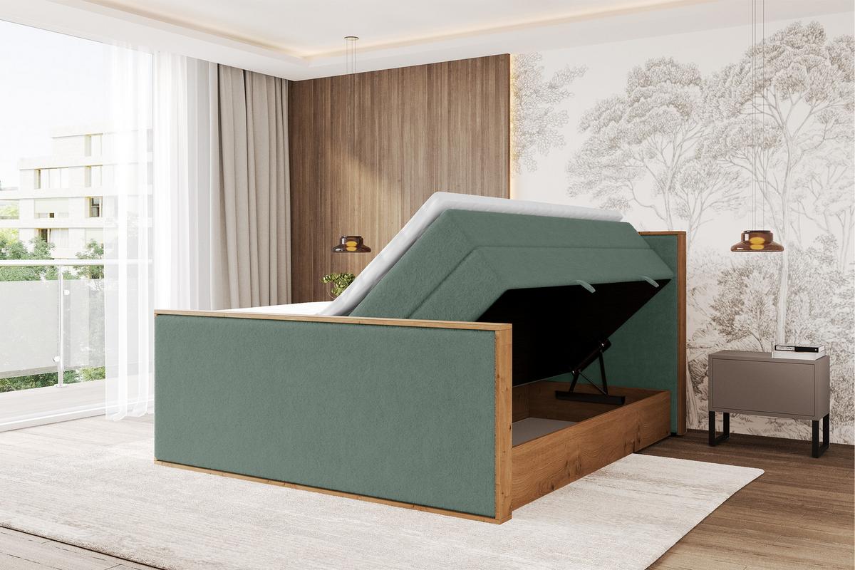 BOXSPRINGBETT LOLLI9 -Z-KING 120x200 - H3/H4 Grün - Grün, Holzwerkstoff (120/200cm) - ALTDECOR