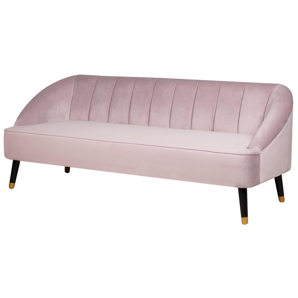 3-SITZER-SOFA Samtstoff Rosa Alsvag - Pink, Textil (191/73/73cm) - Beliani