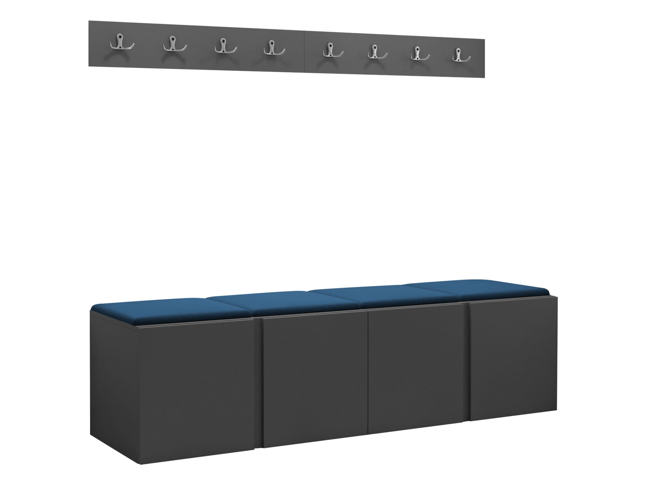 GARDEROBEN-SET Orion VII - Blau/Graphitfarben, Holzwerkstoff/Kunststoff (168/42/46cm) - MIRJAN24