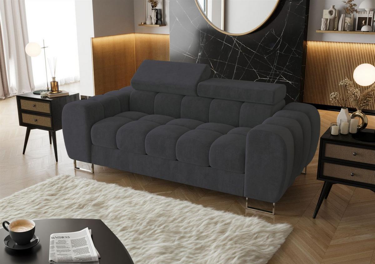 SOFA 2-sitzer Bastien In Stoff Terra - Anthrazit, Holzwerkstoff/Textil (195/95/97cm) - Fun Möbel