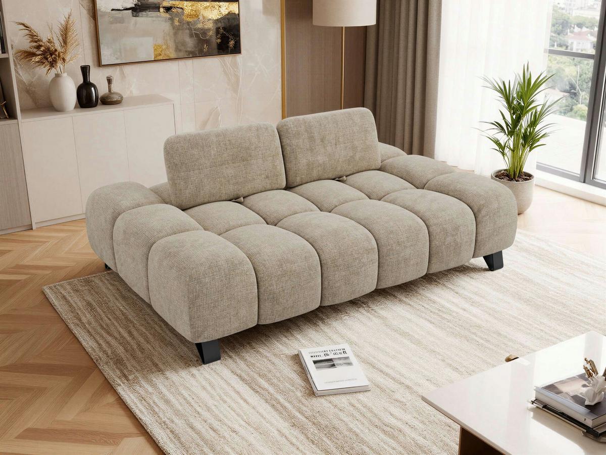 3-SITZER-SOFA NERANO - Beige Schenille - Beige/Schwarz, Textil/Metall (220/88/146cm) - MKS