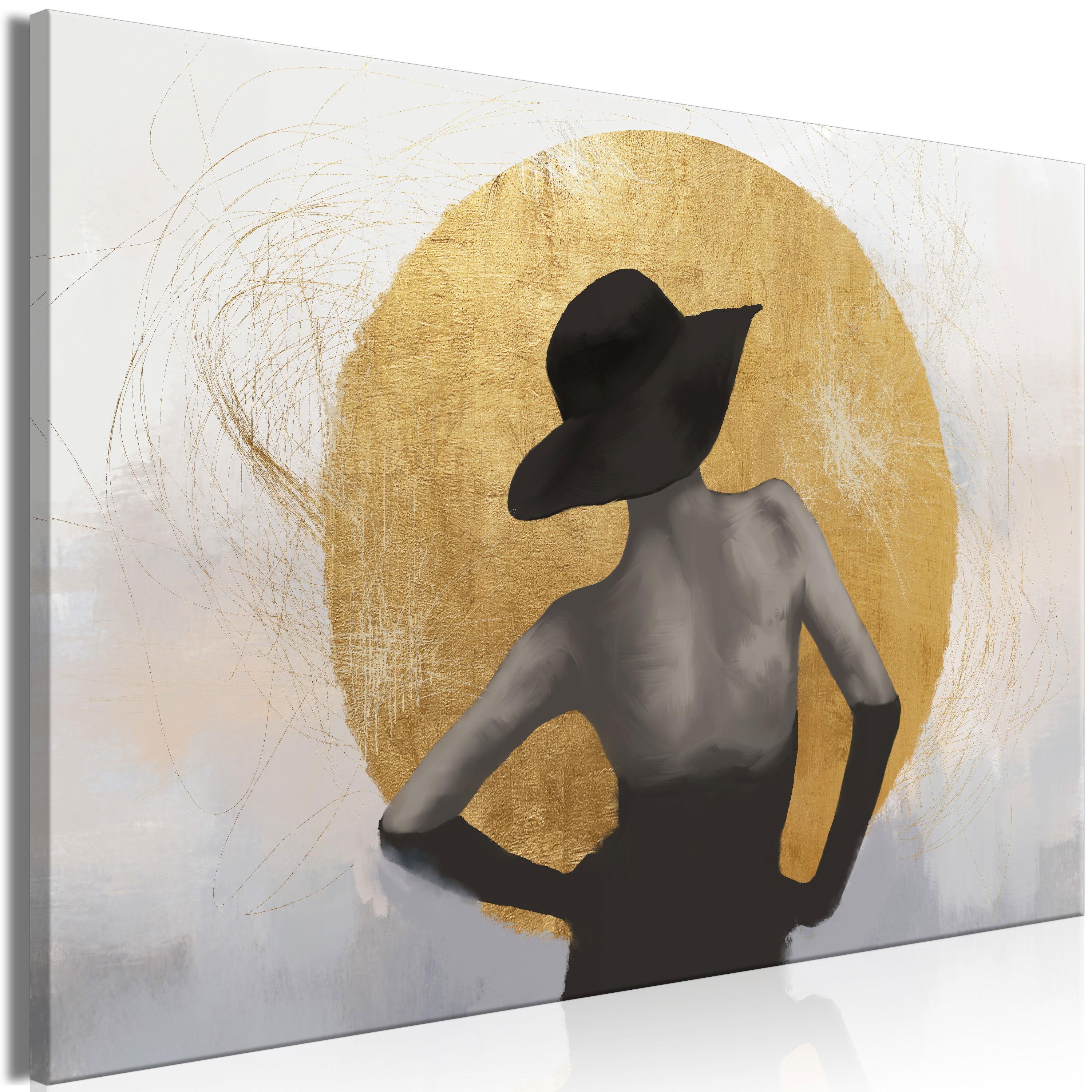 KUNSTDRUCK Schwarz-Weiß 120/80 cm - Goldfarben/Schwarz, Textil (120/80cm) - KUNSTLOFT