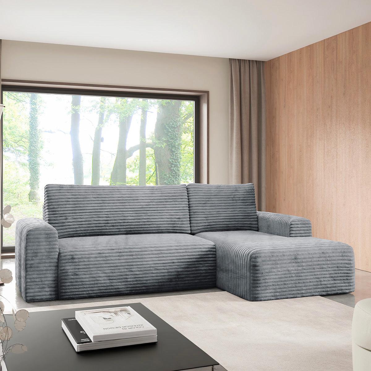ECKSOFA Romeo 3 Sitzplätze Dunkelgrau - Grau, Holz (268/163cm) - Petits-meubles