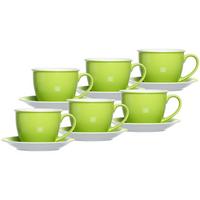 MILCHKAFFEE TASSEN MIT UNTERTASSEN Doppio Grün 350 ml 6er Set - Grün, Keramik (17/11/17cm) - Ritzenhoff Breker
