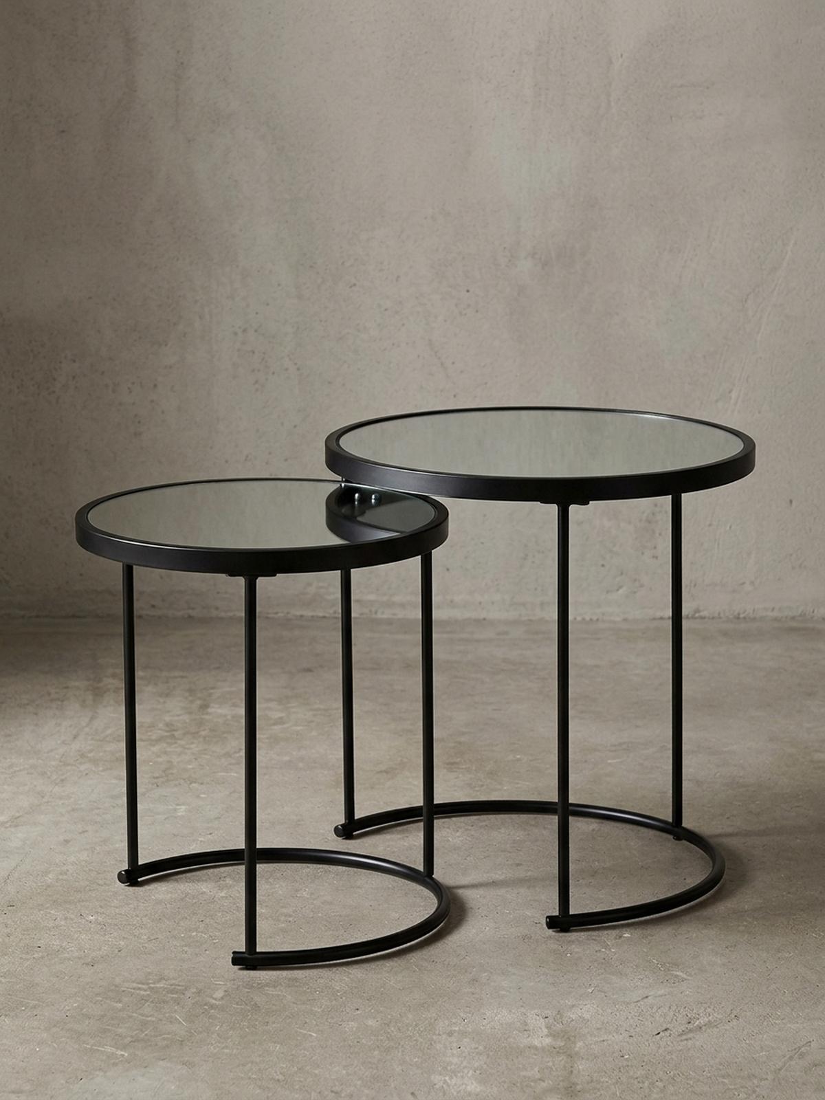 BEISTELLTISCH Set – Schwarz Glasplatte modern 50x50x50 cm 42x45x42 cm - Schwarz, Glas/Metall (50/50/50cm) - KADIMA DESIGN