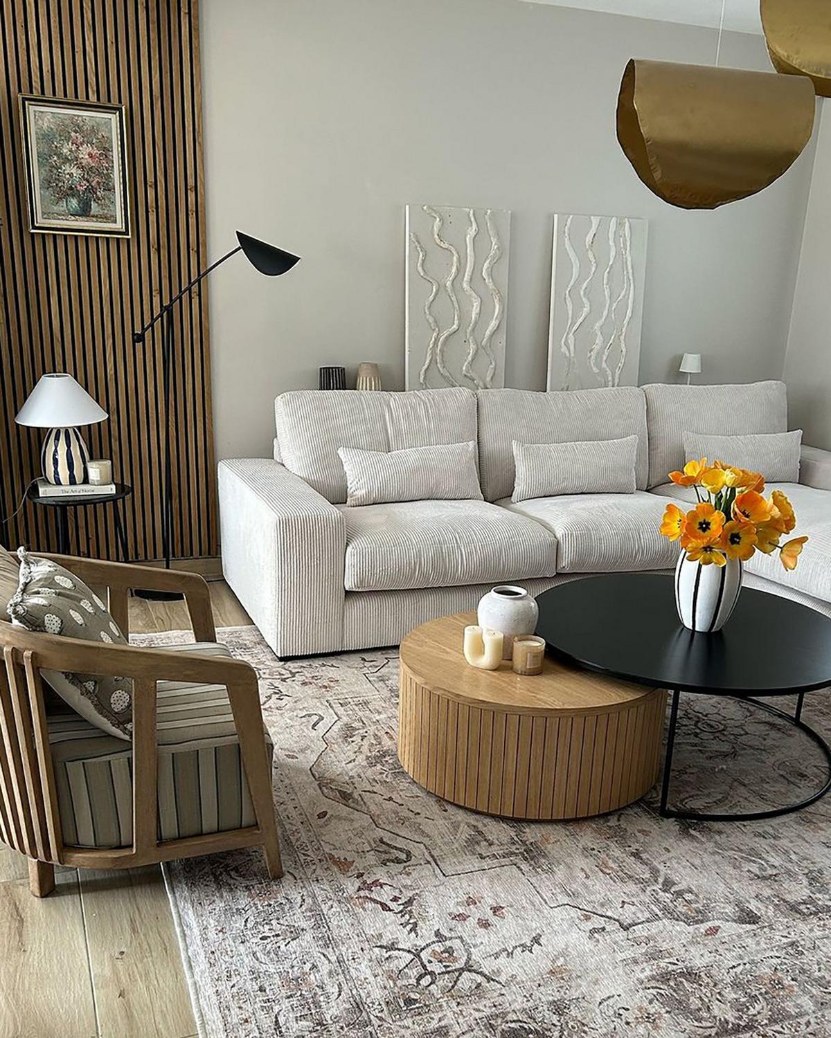TISCHLEUCHTE Beige Luchetti - Beige/Schwarz, Keramik (35/35/43cm) - Beliani