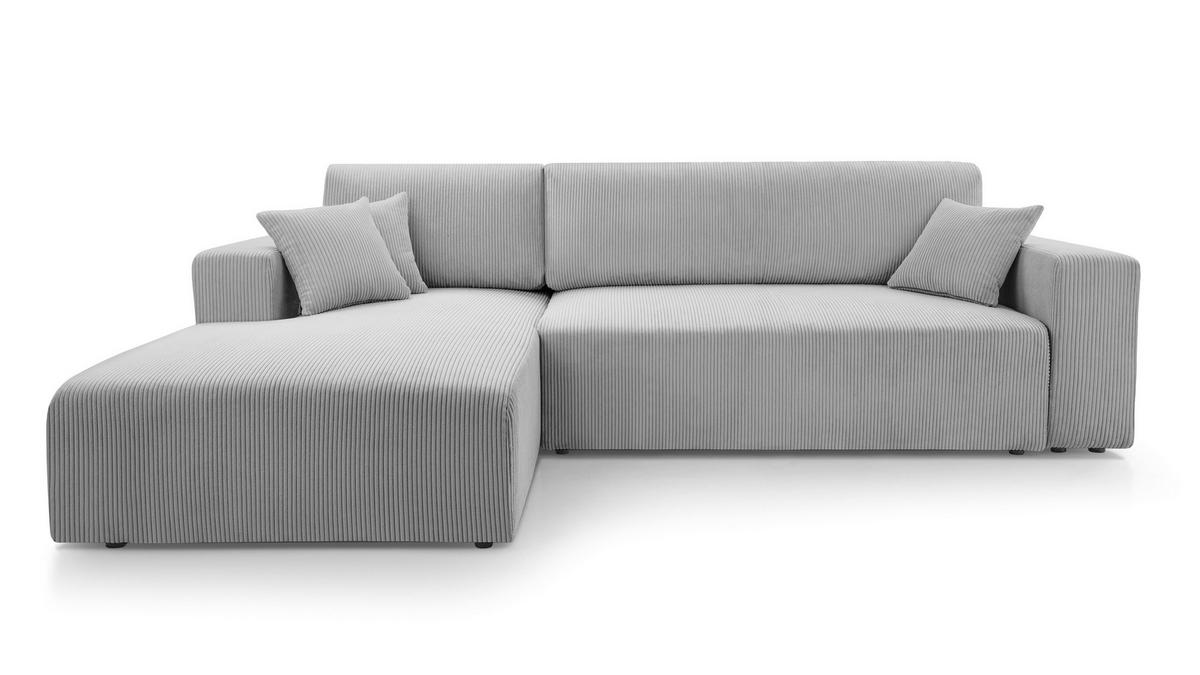 ECKSOFA L Form Catea Hellgrau 279/145/84 cm Links mit Schlaffunktion - Hellgrau/Schwarz, Kunststoff/Textil (145/279cm) - AX Living