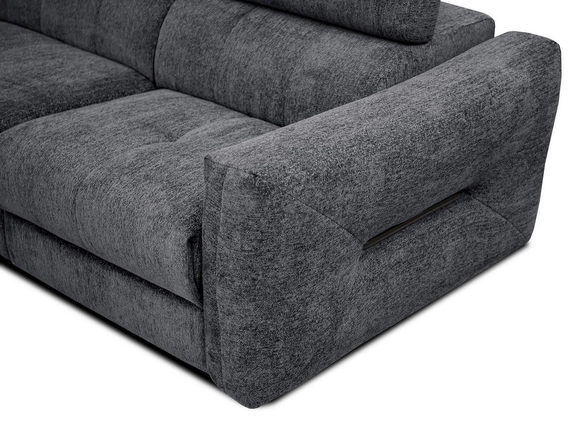 SOFA CALVERA 3-Sitzer mit 1 Relaxfunktion, graphitfarben - Graphitfarben, Holzwerkstoff/Textil (204/79/106cm) - Wozimo