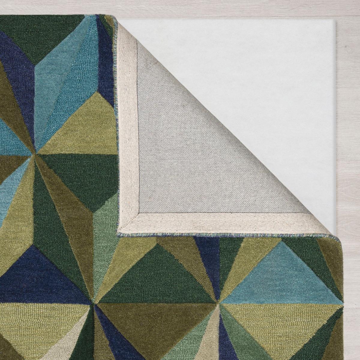WOLLTEPPICH DERWENT, geometrisch, Florhöhe 10 mm, Blau-Grün, 160 x 230 cm - Blau, Textil (230/160cm) - KADIMA DESIGN