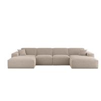 WOHNLANDSCHAFT Celes Premium In Sven - Hellbraun, Holzwerkstoff/Textil (378/73/165cm) - Fun Möbel