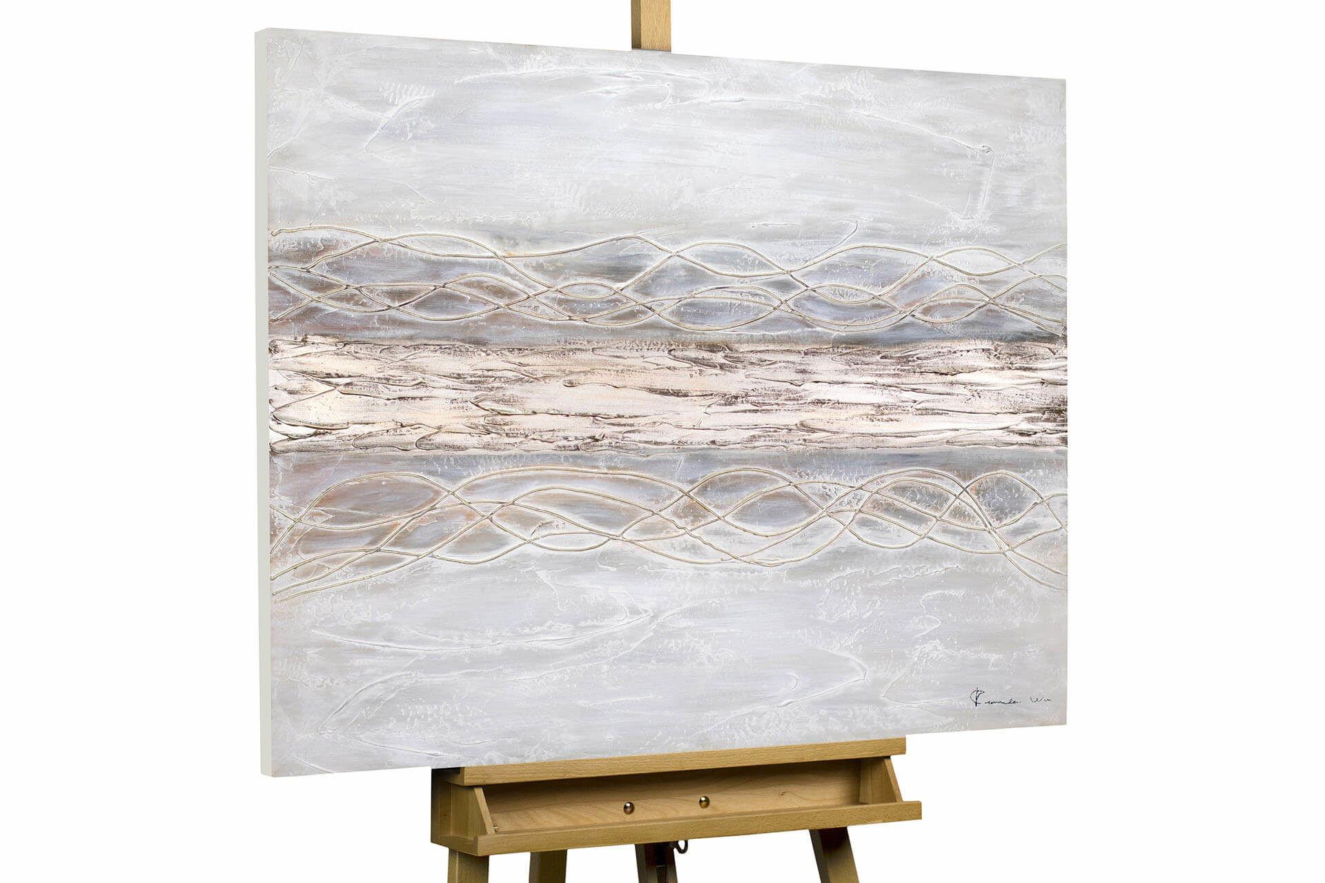 ACRYLBILD HANDGEMALT 100/75 cm - Beige/Braun, Holz/Textil (100/75cm) - KUNSTLOFT