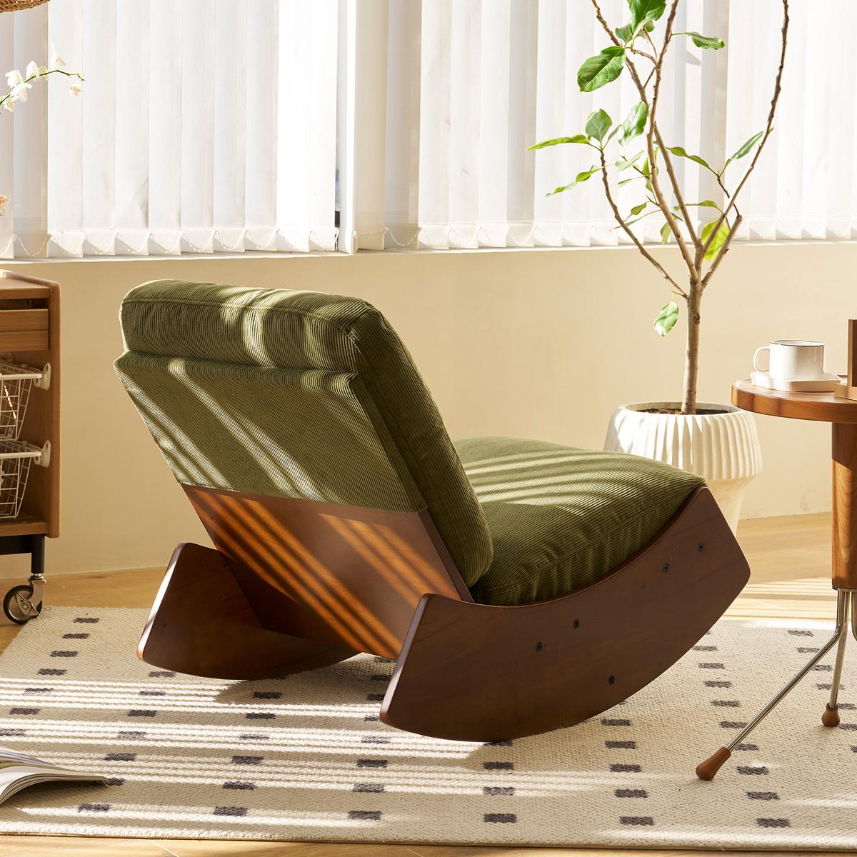 SCHAUKELSTUHL stoff grün holz gleitstuhl modern - Grün, Textil (90/71.9/61.5cm) - Urban Meuble