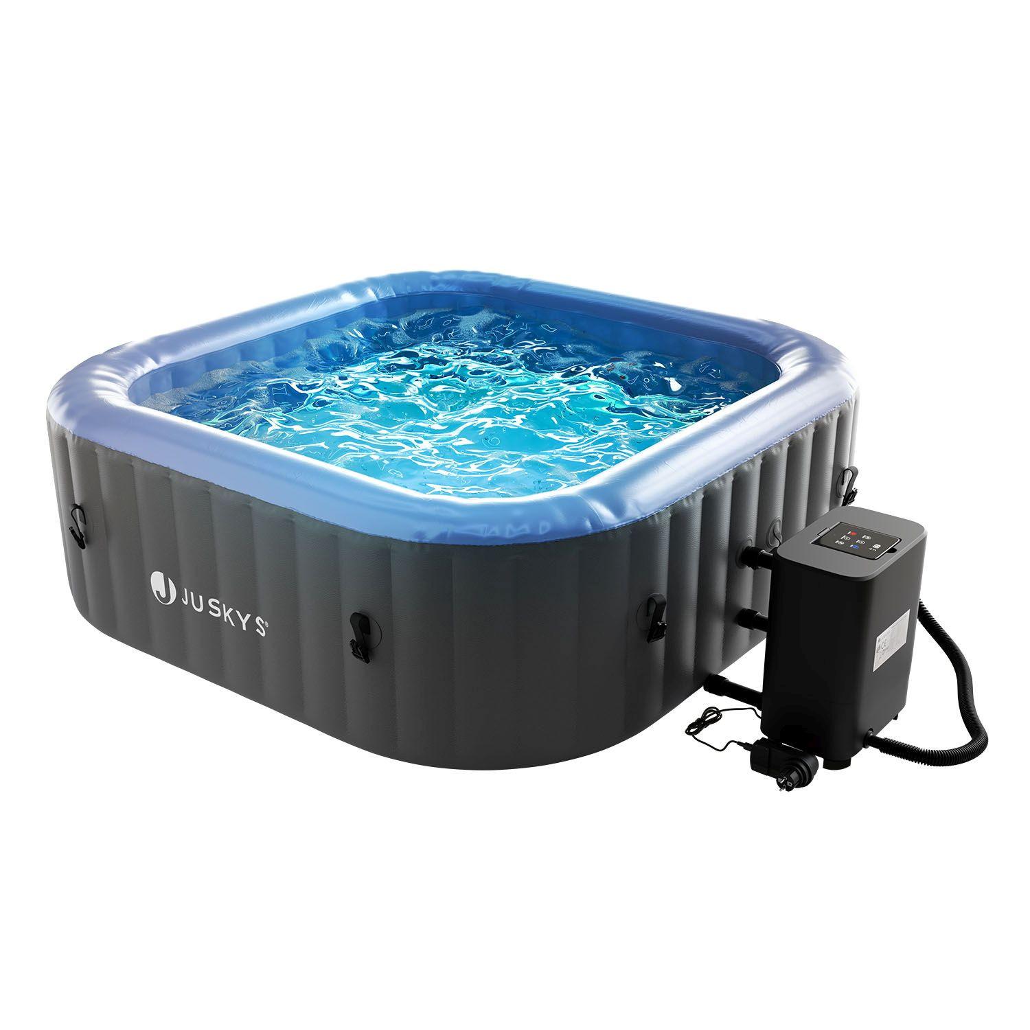 WHIRLPOOL SpaLuxe LED 185x185x65 cm grau/blau - Grau, Kunststoff (185/65/185cm) - Juskys