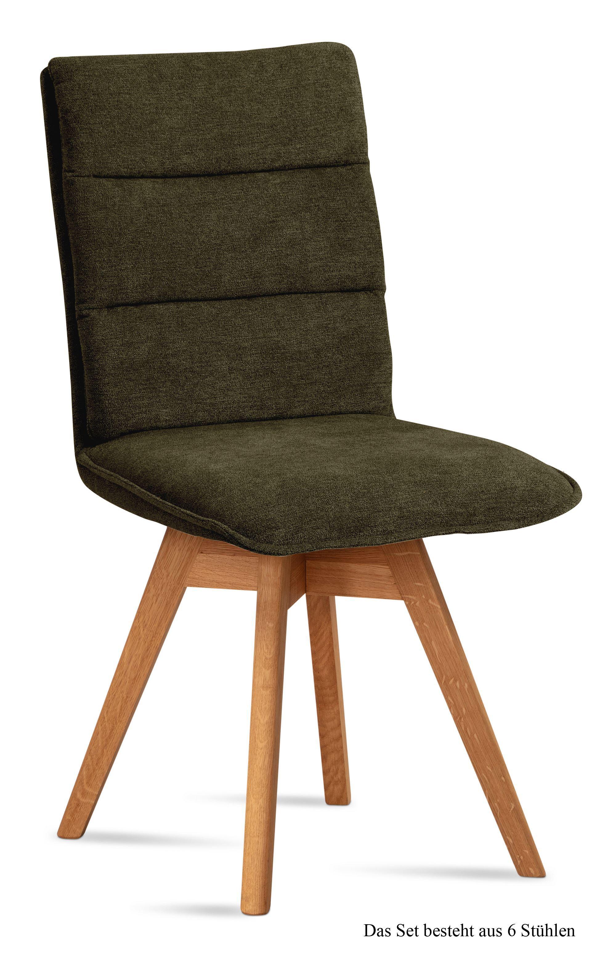 ESSZIMMERSTUHL drehbar (6er-Set) Dorle 47x92x60 Eiche geölt/Khaki - Dunkelgrün/Eichefarben, Kunststoff (60/92/47cm) - 58aufmkessel