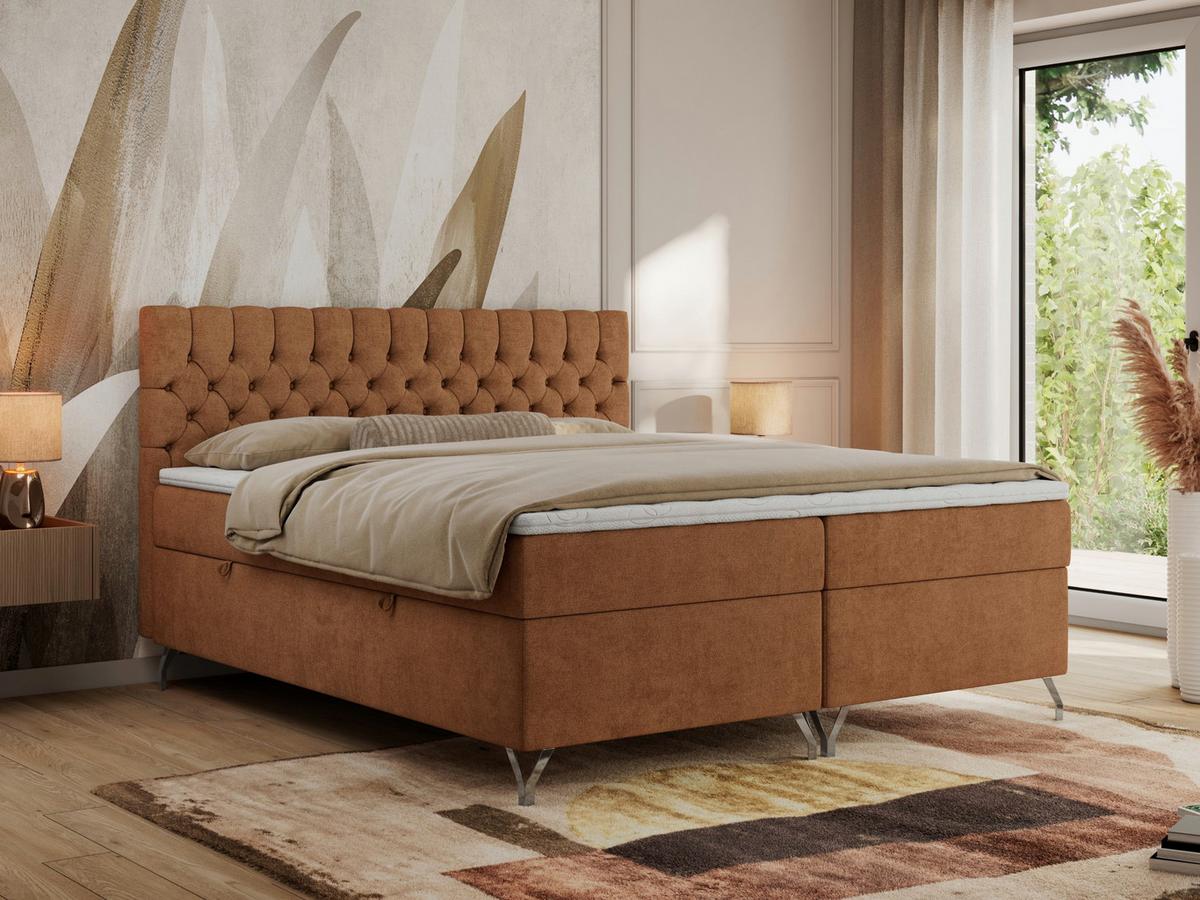 BOXBETT GRIMALDI 200/200 Orange Struktur - H3 - Orange, Holz/Textil (200/200cm) - MKS