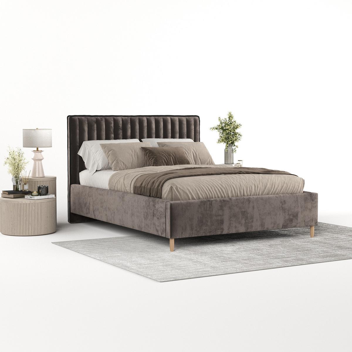 POLSTERBETT Aria 160/200 cm Braun im Lotta Stoff - Naturfarben/Braun, Holz/Holzwerkstoff (160/200cm) - AltaBeds