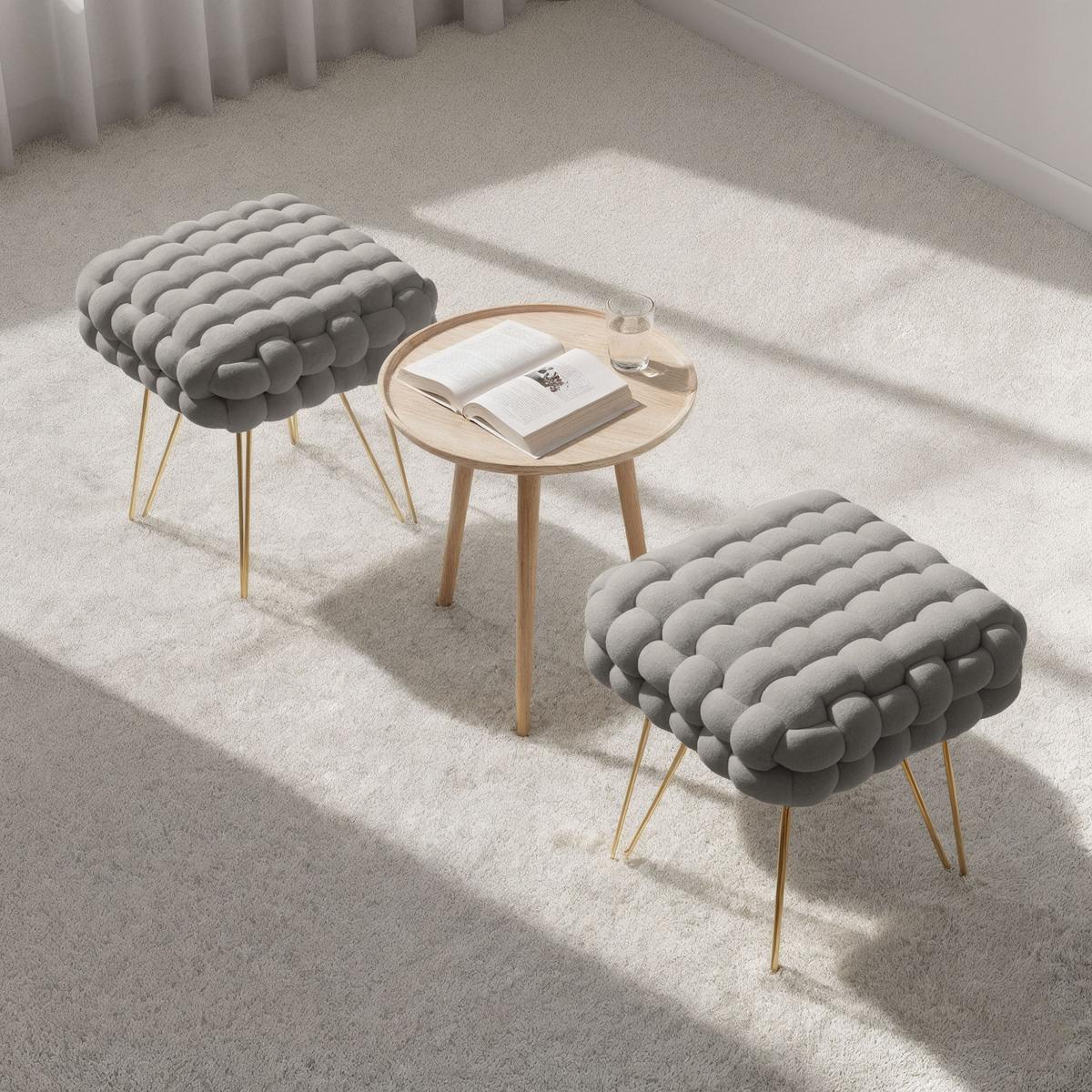 POLSTERHOCKER mit Stahlbeinen Grau grau 38/42/38 - Grau, Textil (38/42/38cm) - RAUMHIRSCH FURNITURE