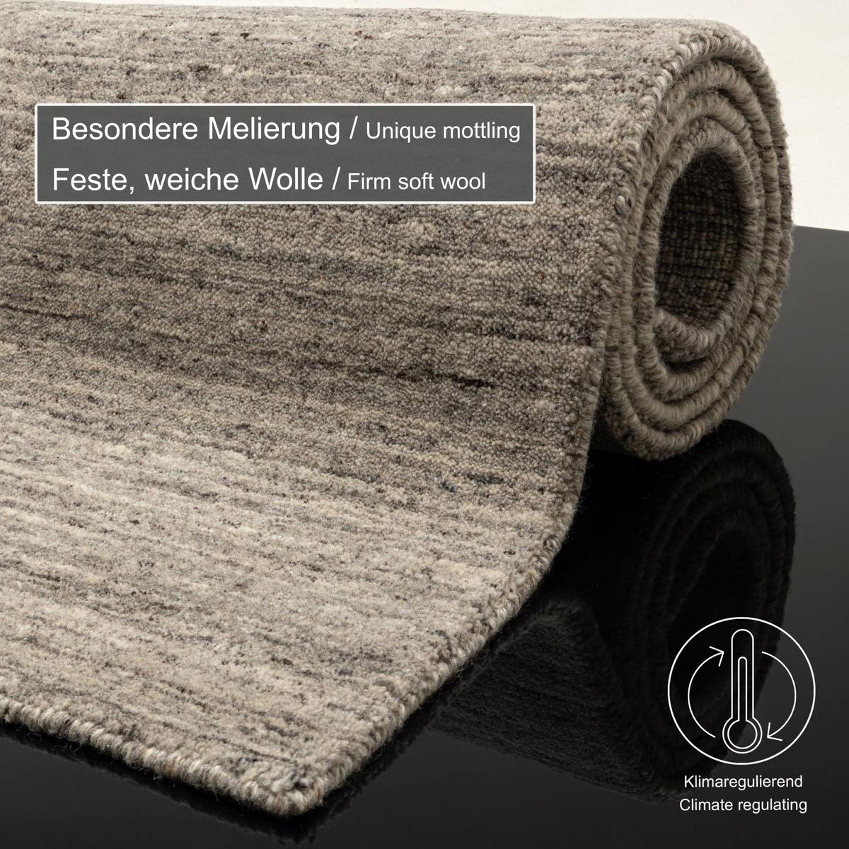 HANDWEBTEPPICH Pure 60x90 cm - Grau, Textil (60/90cm) - THEKO