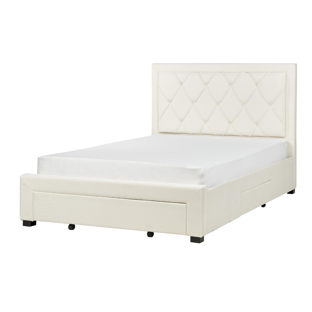 BETT mit Schaubladen 140x200 cm Beige Lievin - Creme, Textil (140/200cm) - Beliani