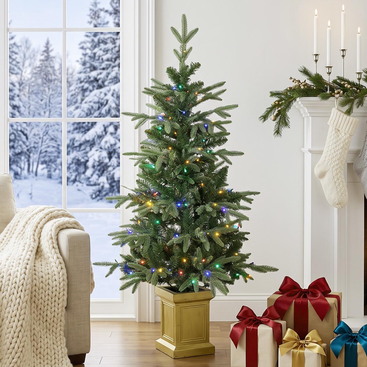 WEIHNACHTSBAUM-MIT-LICHT PE Stahl Grün - Grün, Kunststoff (120cm) - HOMCOM