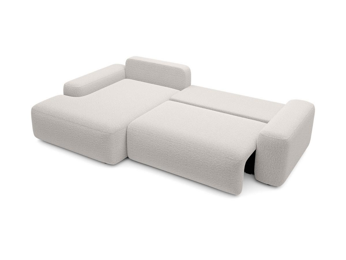 ECKSOFA RUOTA Grau Boucle-Stoff mit Schlaffunktion - Grau, Holz (264/162cm) - MASSENO