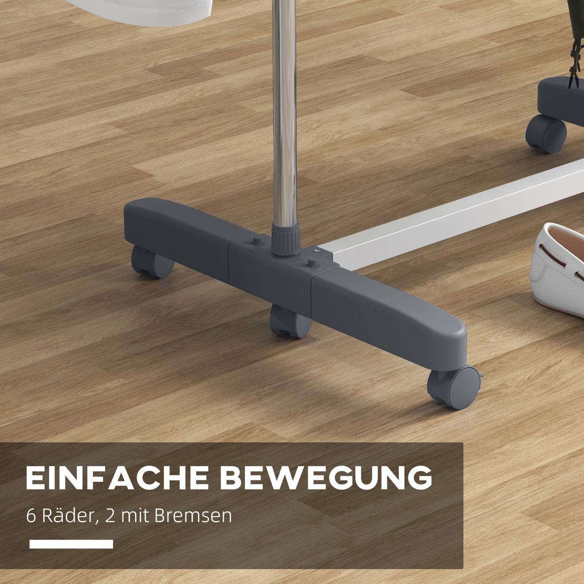 WÄSCHESTÄNDER Edelstahl ABS Grau - Weiß/Grau, Kunststoff/Metall (55/172/142cm) - HOMCOM