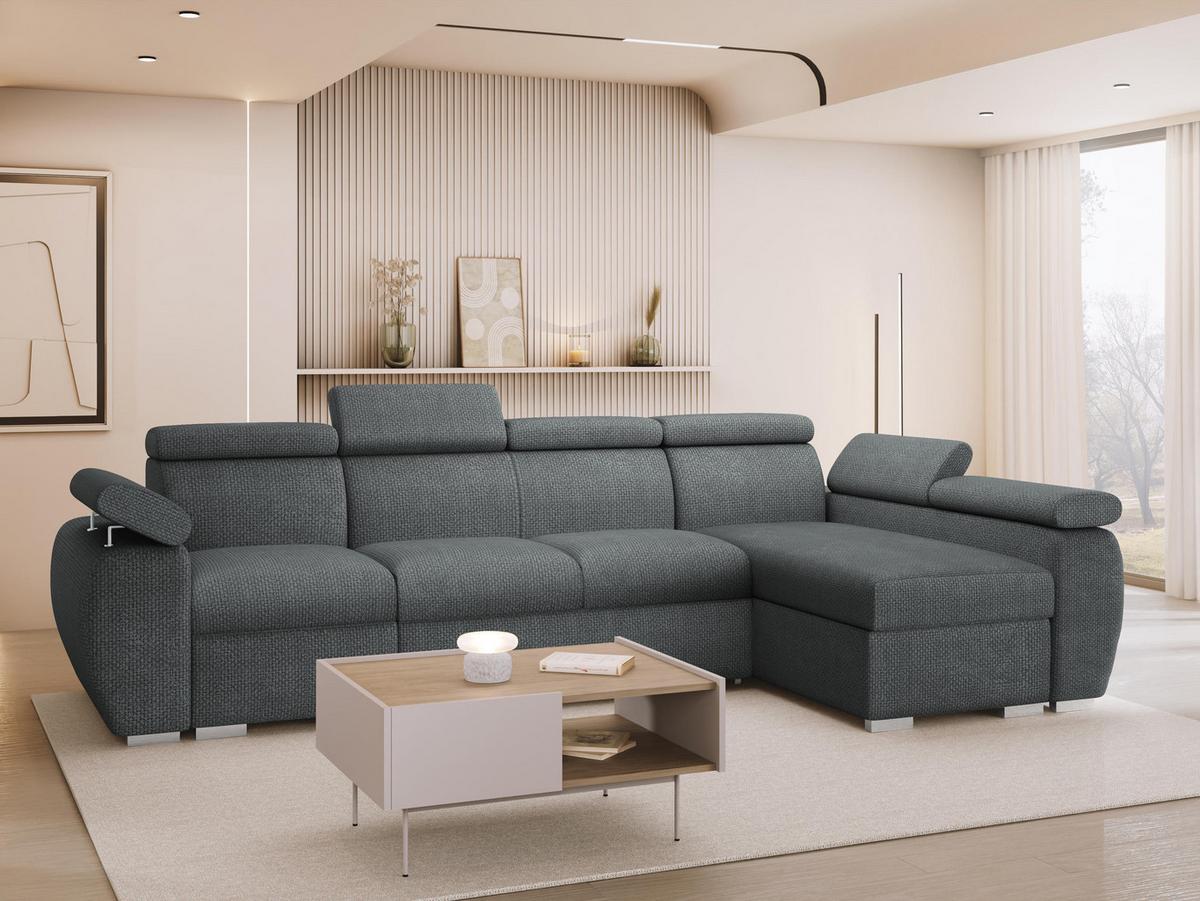 ECKSOFA Boston LCP, Seite: Rechts 1P(65)+2R+LCP - Silberfarben/Blaugrau, Holz/Textil (320/170cm) - MIRJAN24