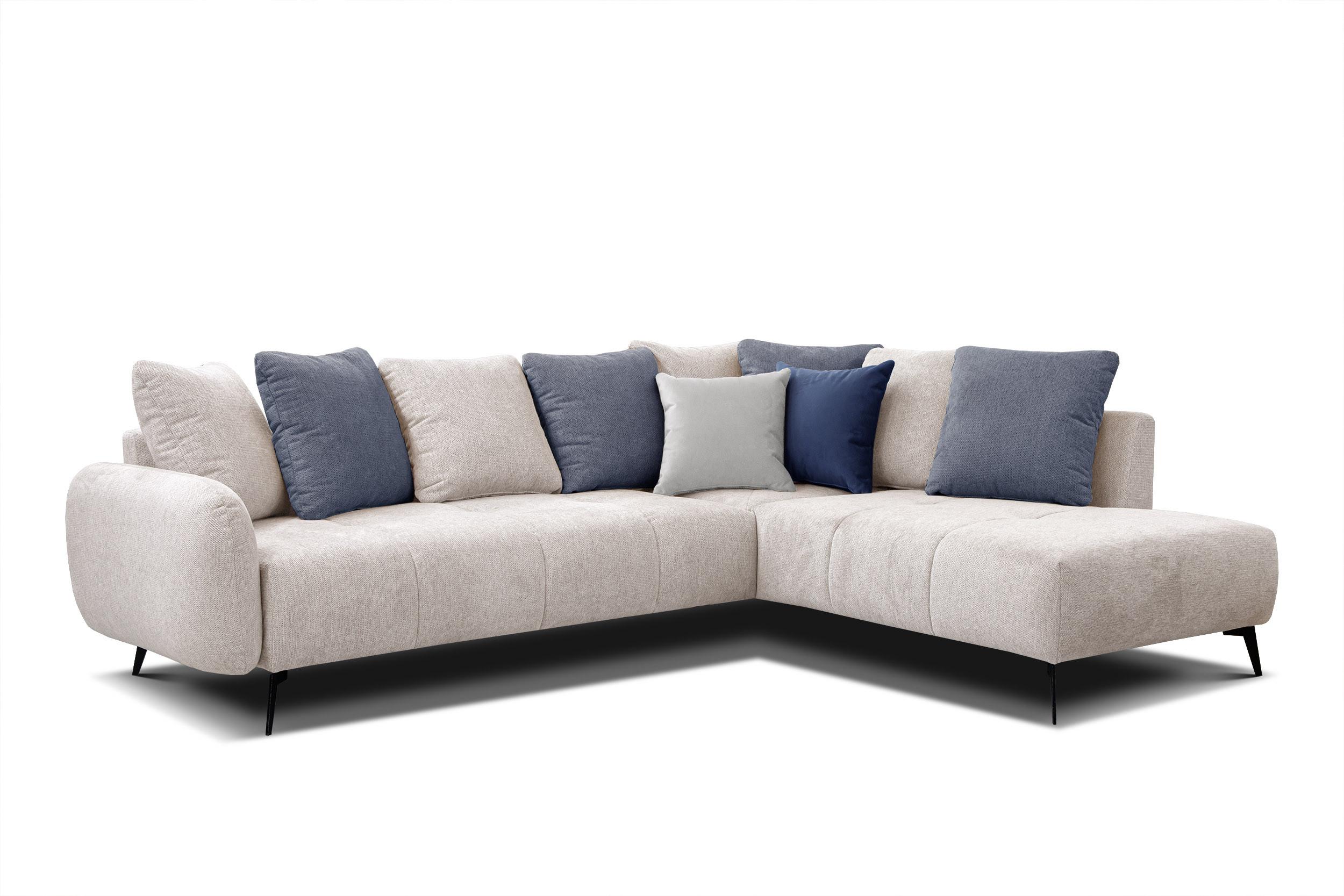 ECKSOFA EVENTO 5-Sitzer, creme - Creme/Schwarz, Holzwerkstoff/Textil (266/206cm) - Wozimo