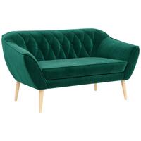SOFA Pirs 2 Sitzer Velvet Dunkelgrün - Dunkelgrün/Braun, Holz/Textil (140/75/74cm) - MKS
