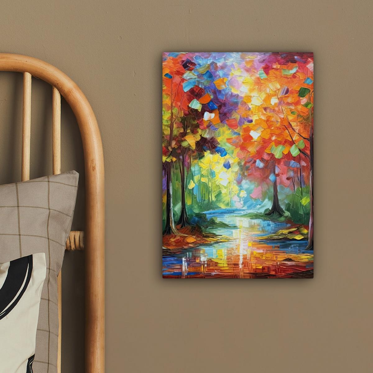 LEINWANDBILD Landschaft - Wald - Farben - Natur Deko Wohnzimmer 20x30 cm - Multicolor, Textil (20/30cm) - MuchoWow