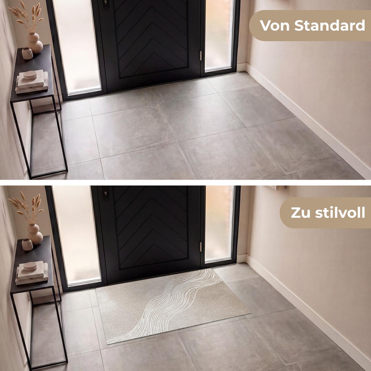 FUSSMATTE Wellenlinien - Fließend - Sandfarben Fußabtreter 120x80 cm - Beige, Kunststoff (120/0.4cm) - MuchoWow