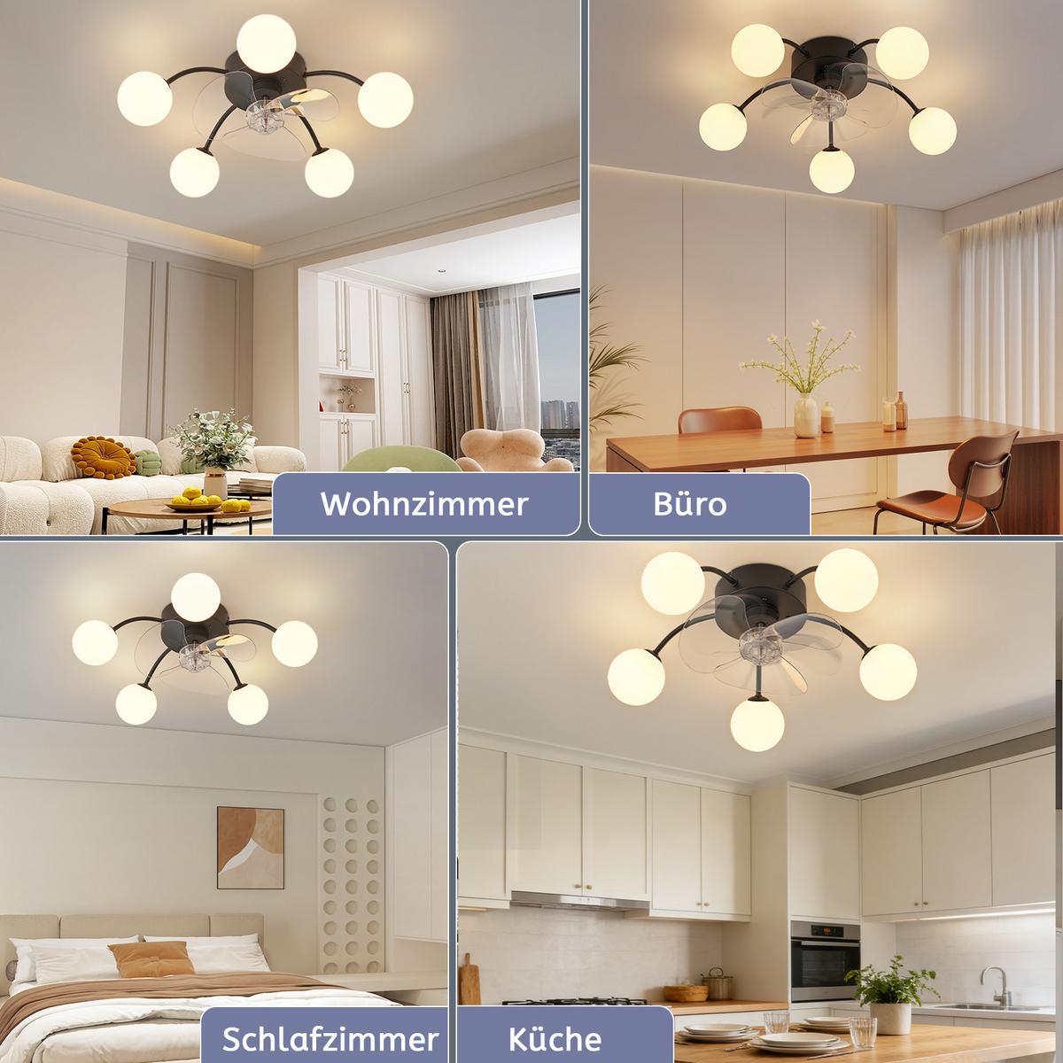 DECKENVENTILATOR Ularen 50/10/17 cm - Schwarz/Weiß, Kunststoff/Metall (50/10/17cm) - ZMH