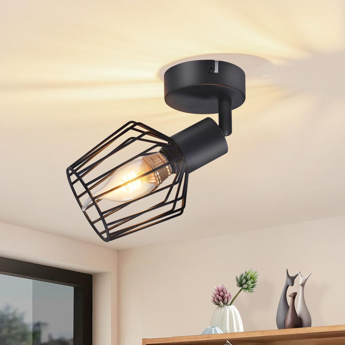 DECKENSTRAHLER Franziska 1-flammig 8/10/10 cm - Schwarz, Metall (8/10/10cm) - Nettlife