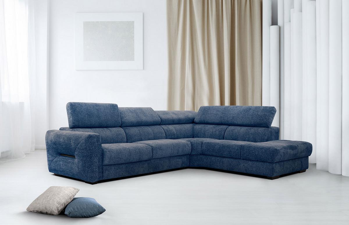 ECKSOFA CALVERA 5-Sitzer, dunkelblau - Dunkelblau, Holzwerkstoff/Textil (298/239cm) - Wozimo
